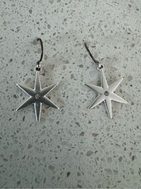Silver Starburst Drop Earrings